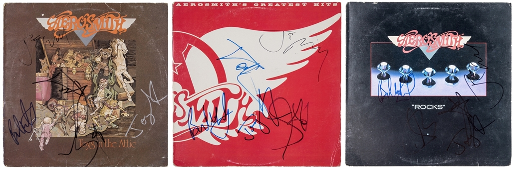 Lot of (3) Aerosmith Group Signed Albums (Beckett)